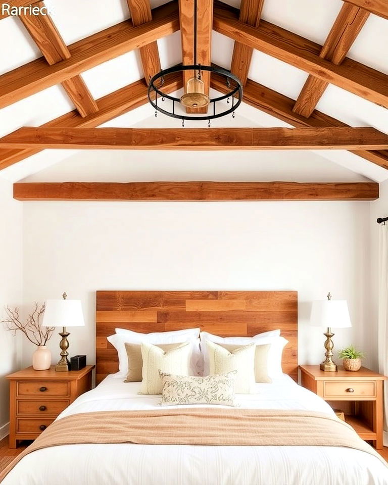 rustic wooden exposed beams - 20 Magnolia Bedroom Ideas
