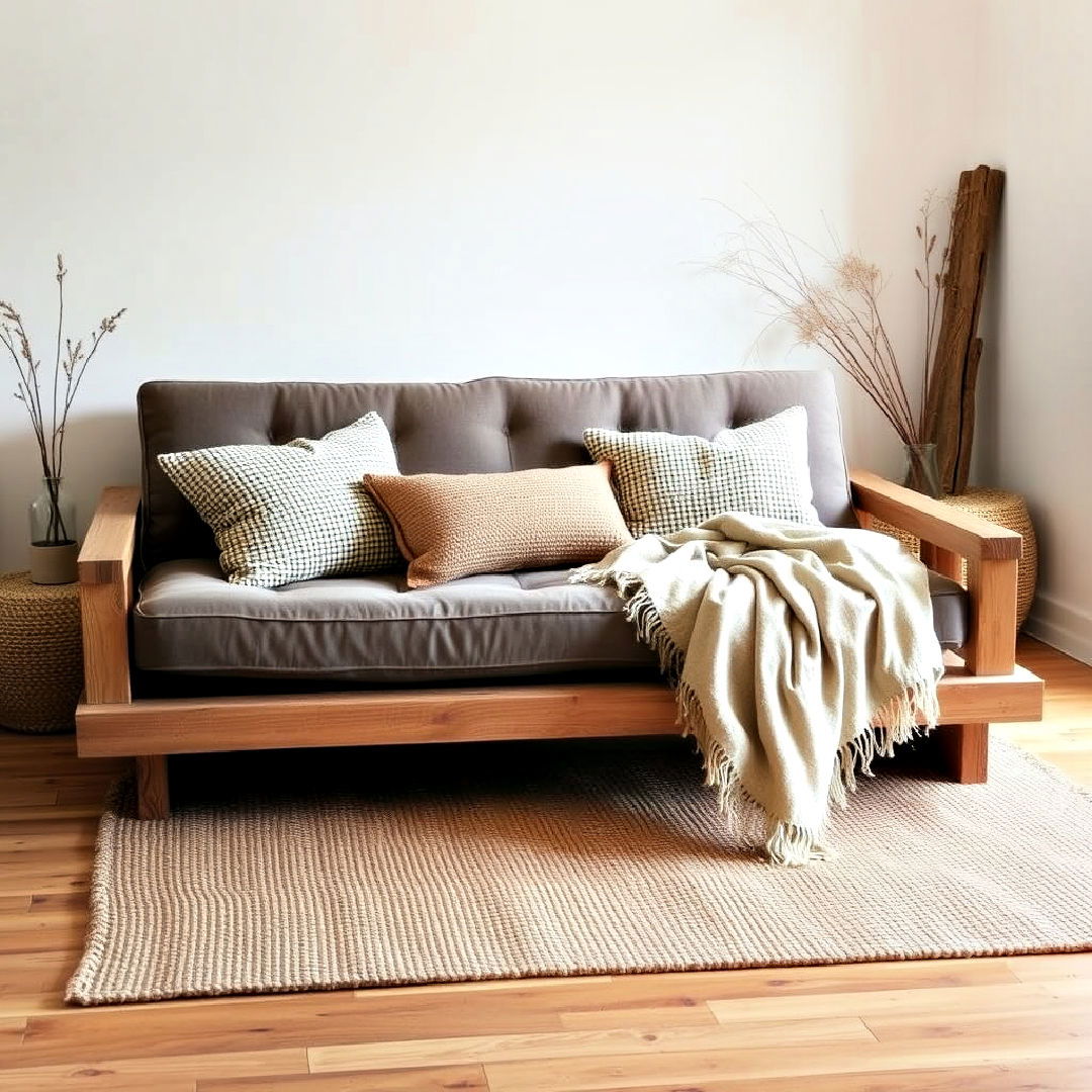 rustic wooden frame for futon - 15 Futon Bedroom Ideas