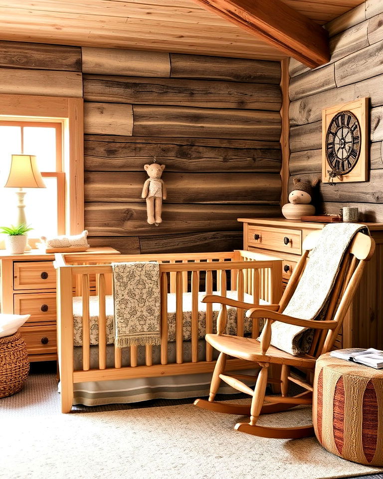 rustic wooden furniture for woodland nursery - 25 Woodland Nursery Ideas