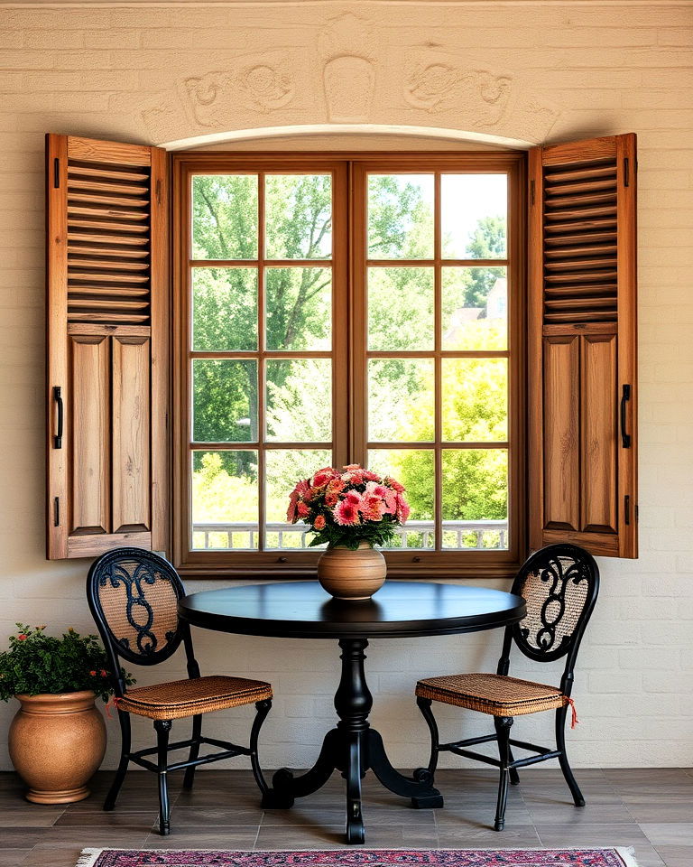rustic wooden shutters for french country decor - 30 French Country Decor Ideas