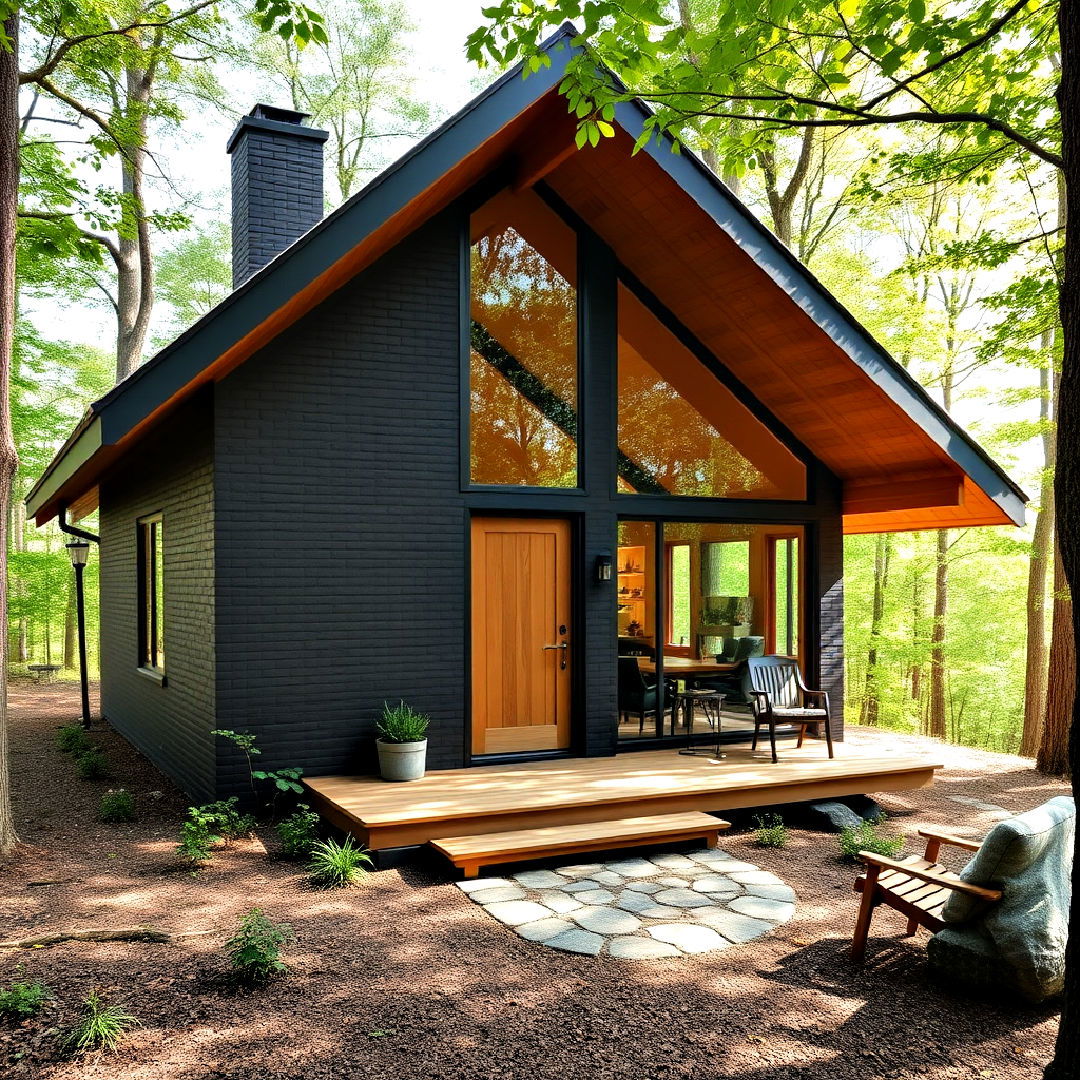 rusticblack brick exterior to elevate cabin aesthetic - 40 Black Brick House Exteriors