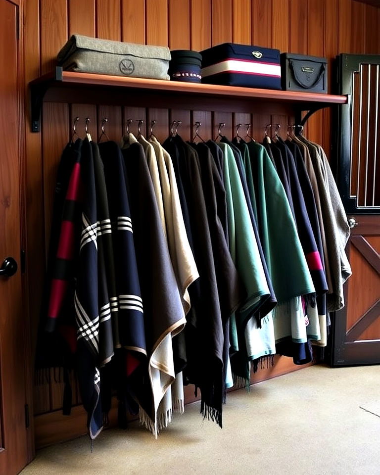 saddle blanket bar for tack room - 20 Tack Room Ideas