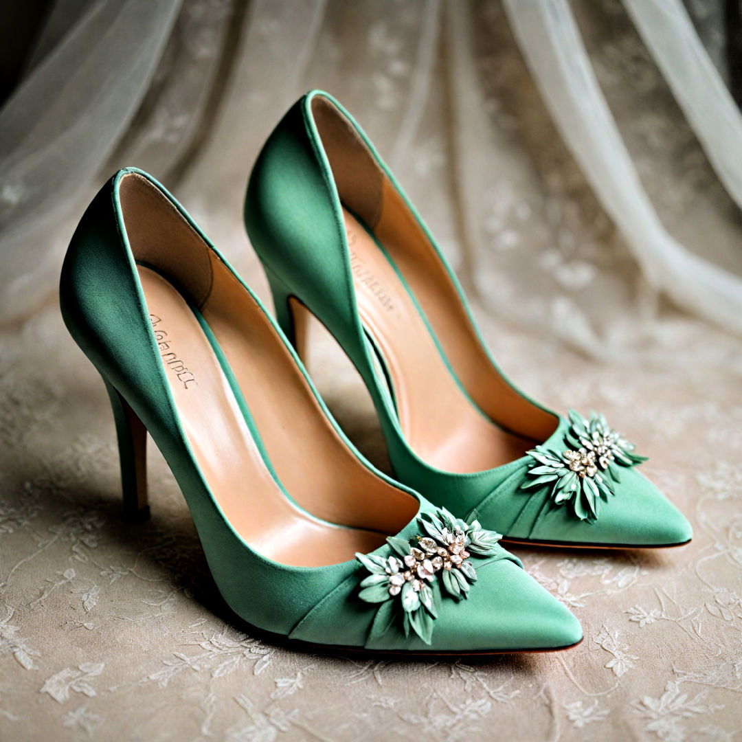 sage green bridal shoes - 30 Sage Green Wedding Ideas