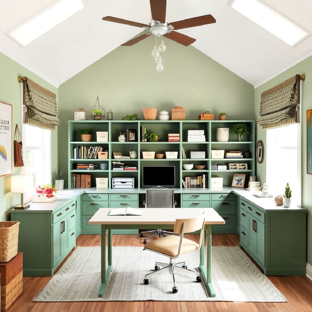 sage green creative craft room - 40 Sage Green Paint Color Ideas