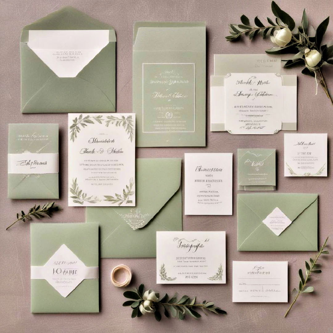 sage green invitation suite - 30 Sage Green Wedding Ideas