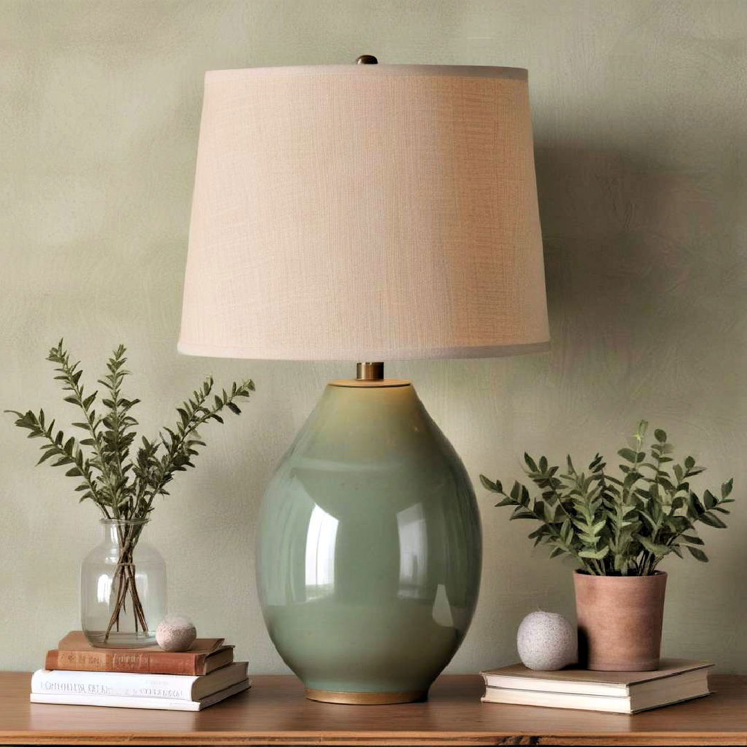 sage green lamp - 25 Rustic Sage Green Living Room Ideas
