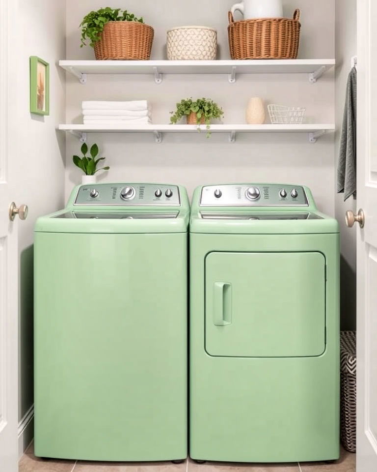 sage green laundry room appliances - 15 Sage Green Laundry Room Ideas