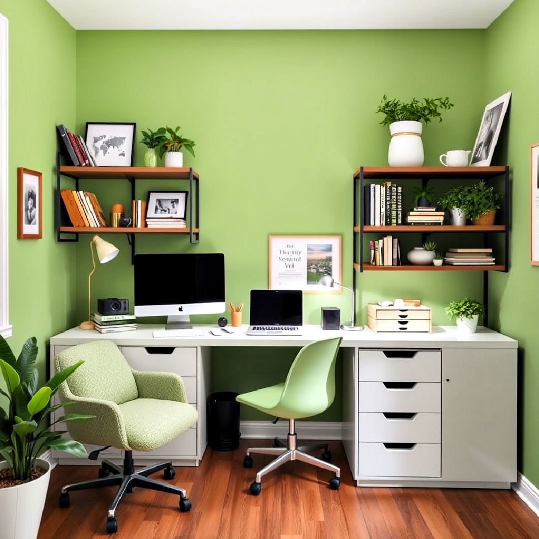 sage green multifunctional study area - 40 Sage Green Paint Color Ideas