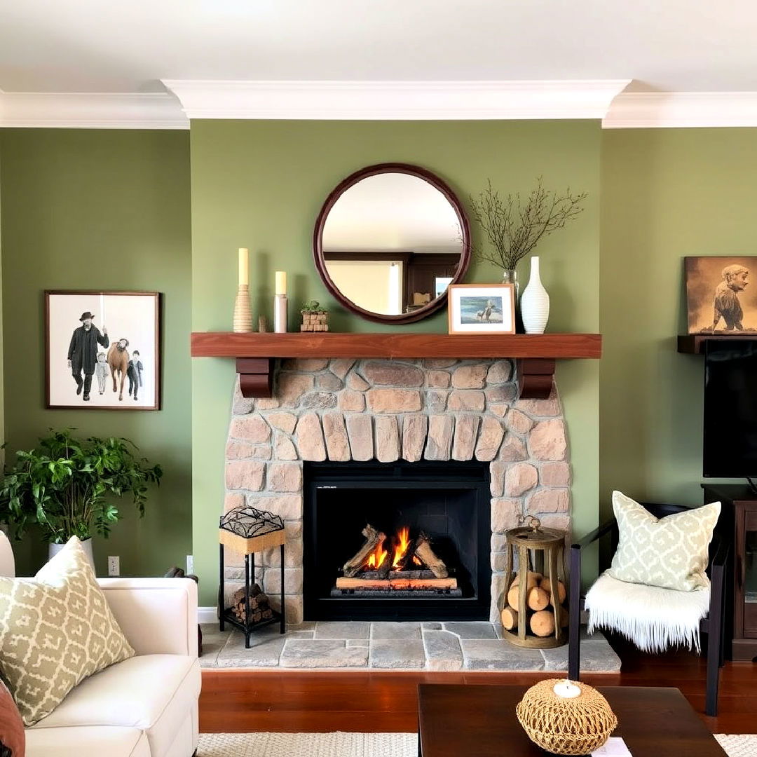 sage green paint color for fireplace wall - 40 Sage Green Paint Color Ideas