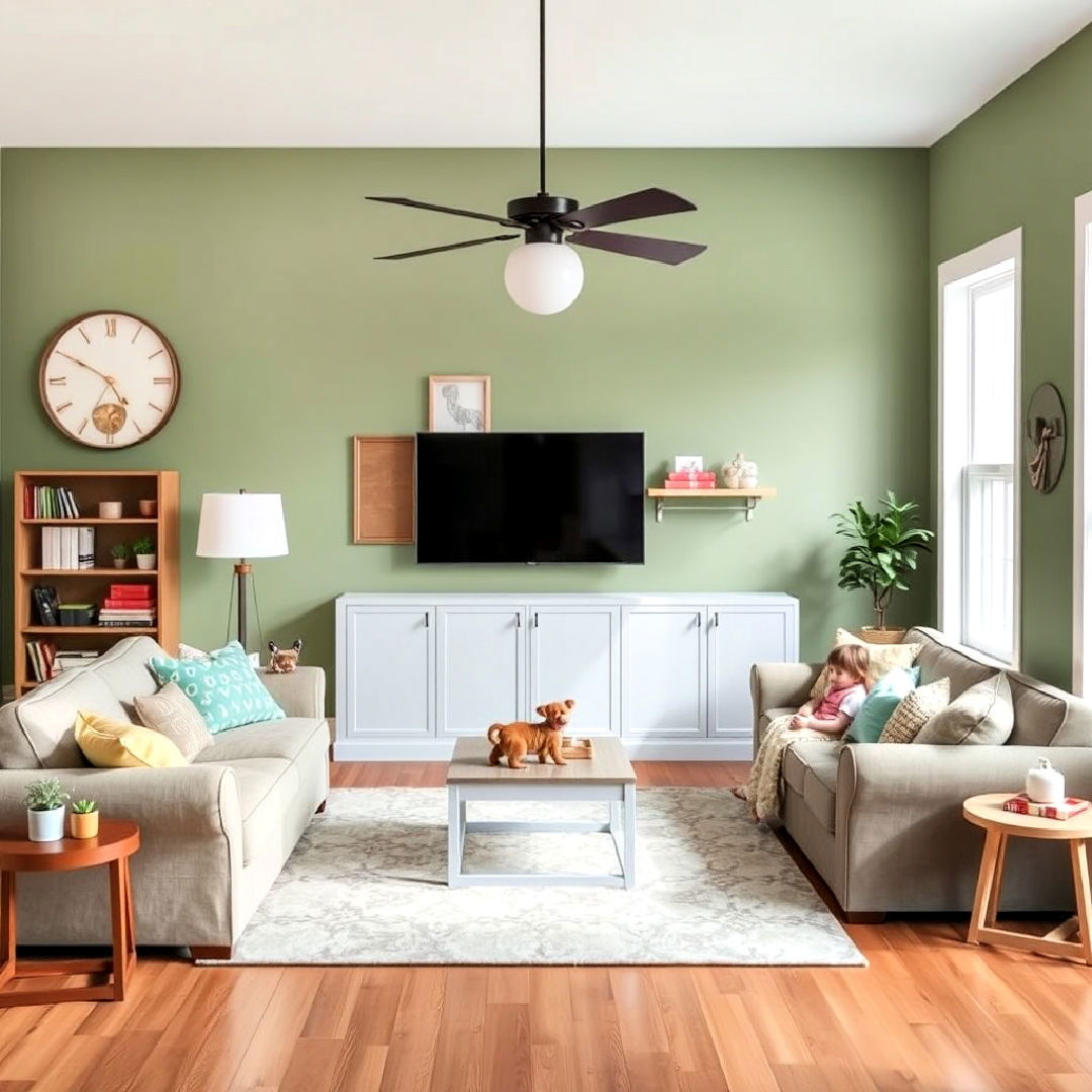 sage green painted kid friendly room - 40 Sage Green Paint Color Ideas