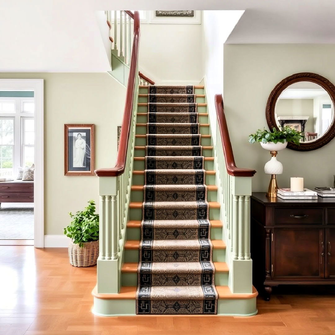 sage green painted staircase - 40 Sage Green Paint Color Ideas