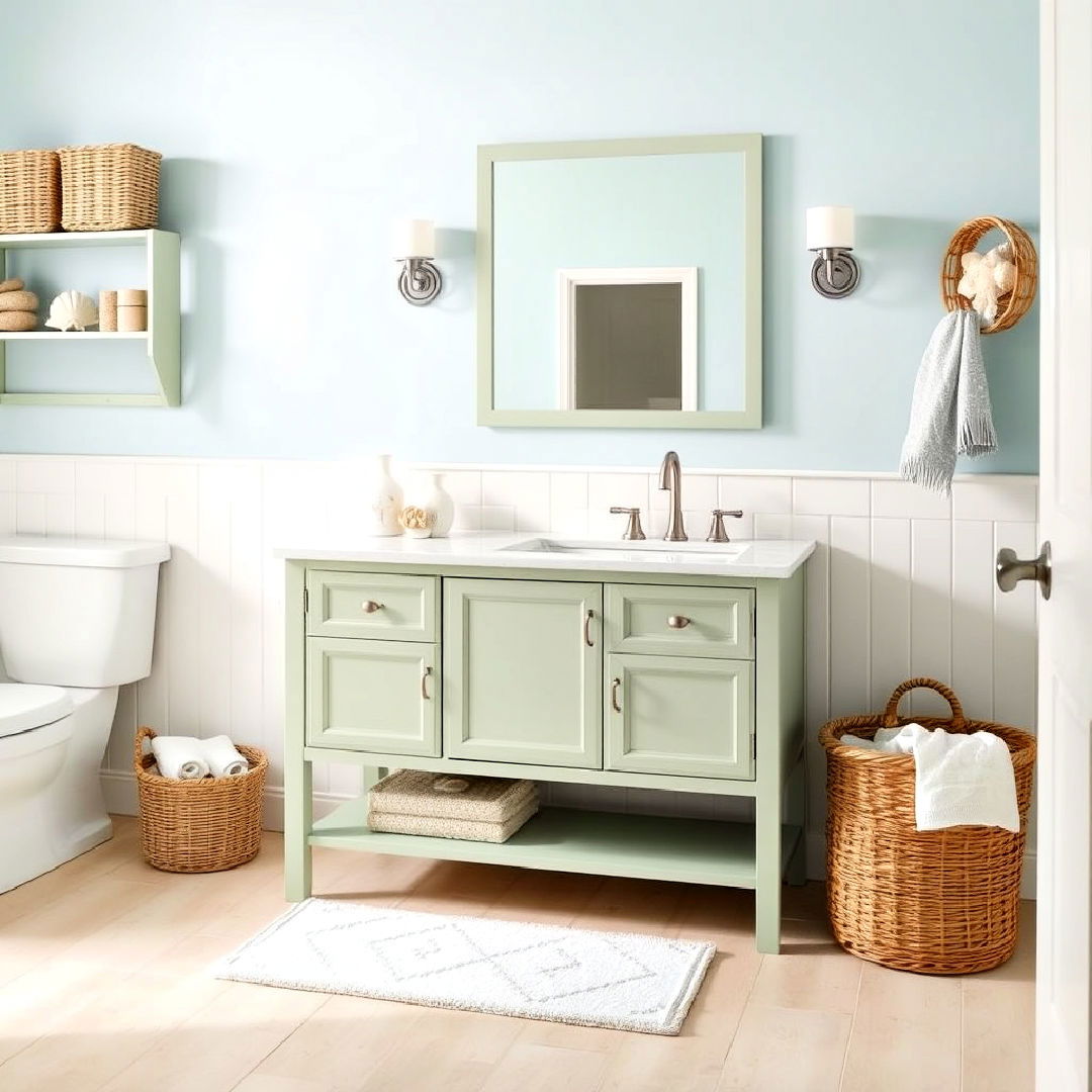 sage green vanity for coastal inspired bathroom - 15 Bathroom With Green Vanity