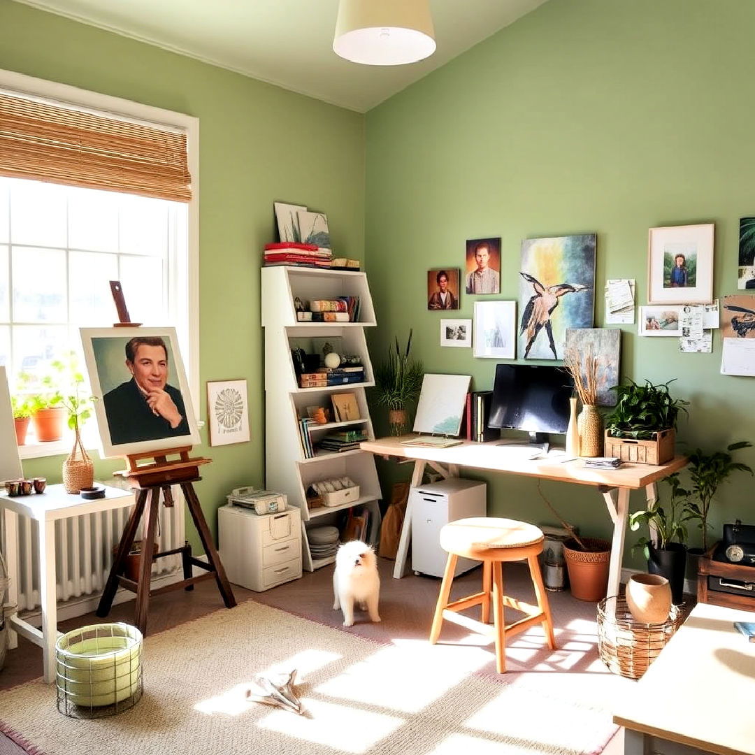 sage green walls for art studio zen - 40 Sage Green Paint Color Ideas