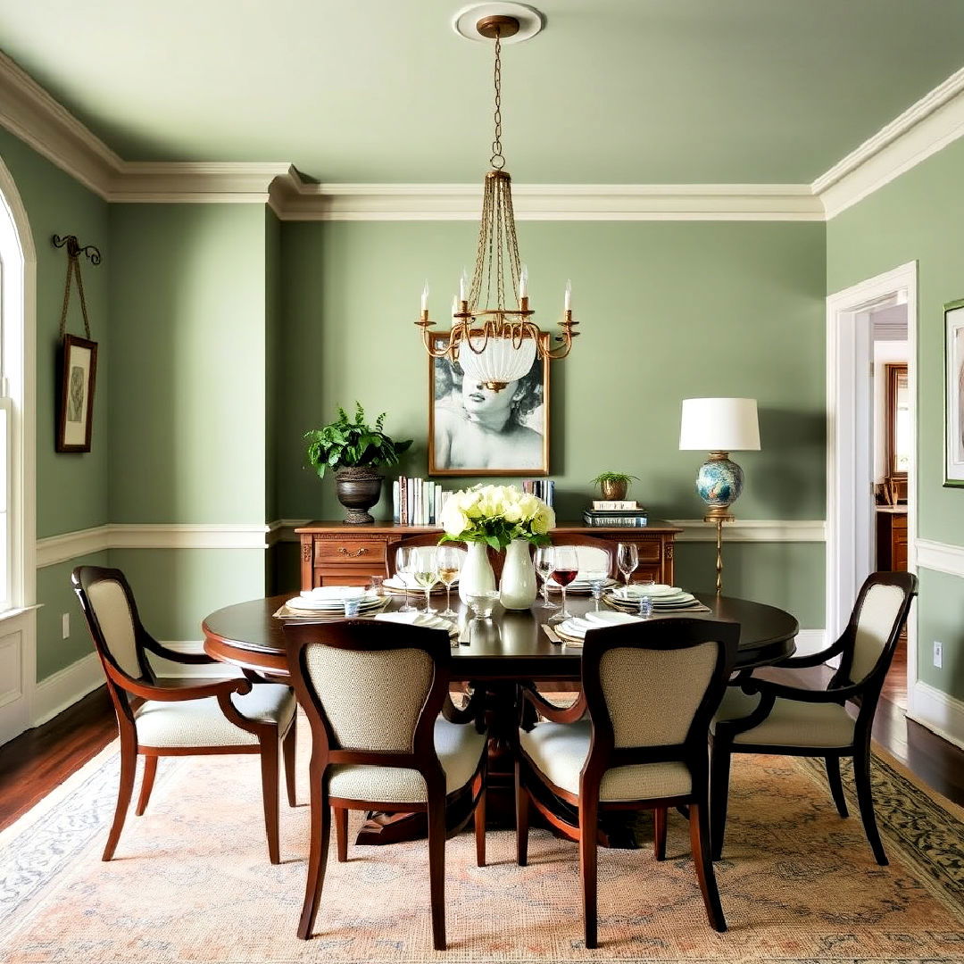 sage green walls in dining room - 40 Sage Green Paint Color Ideas