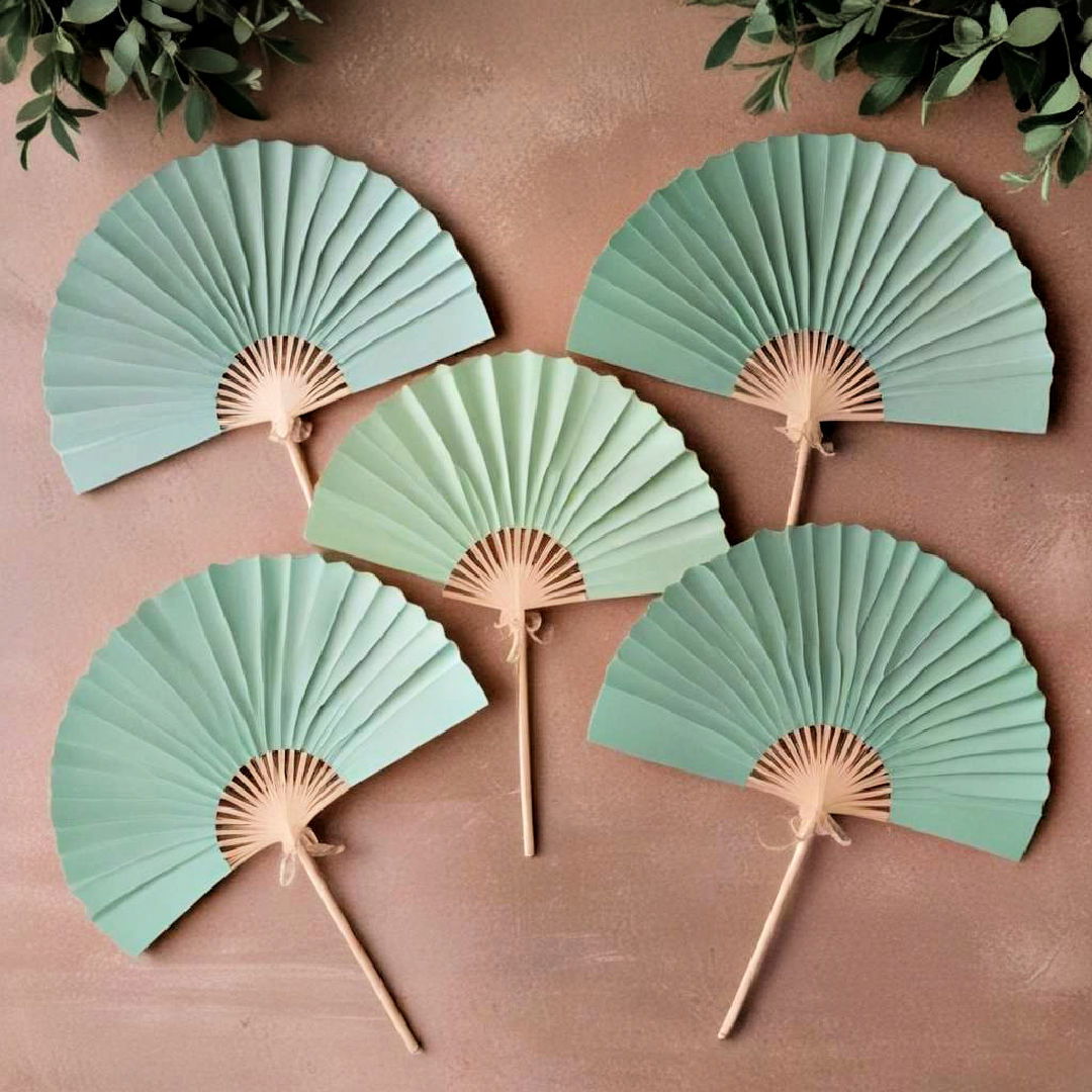 sage green wedding fans for outdoor ceremony - 30 Sage Green Wedding Ideas