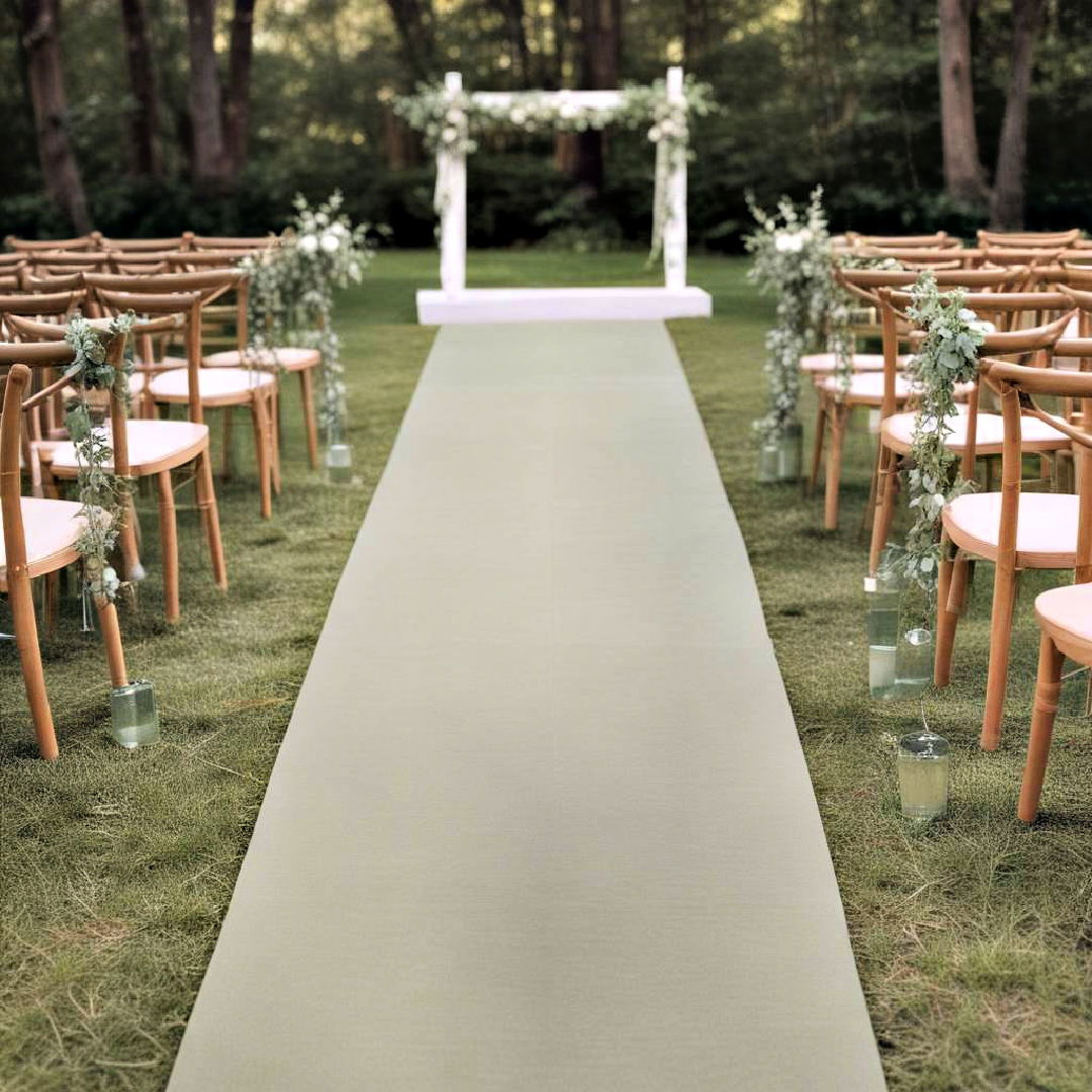 sage green wedding with ceremony aisle runner - 30 Sage Green Wedding Ideas