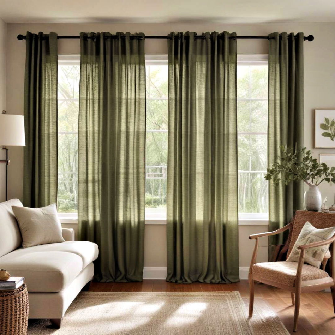 sage green window curtains - 25 Rustic Sage Green Living Room Ideas