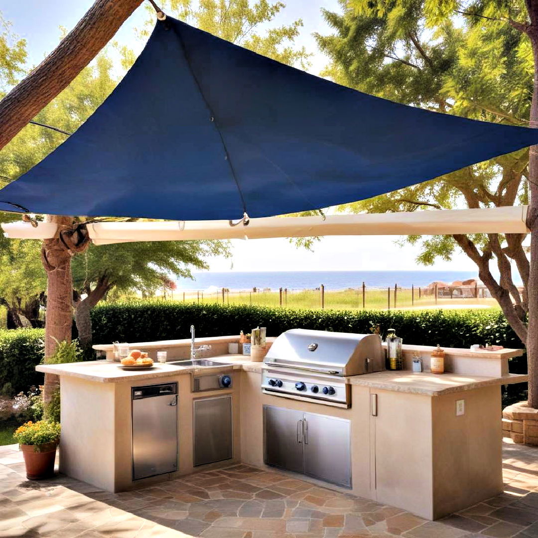 sail shade for covered outdoor kitchen - 25 Covered Outdoor Kitchen Ideas