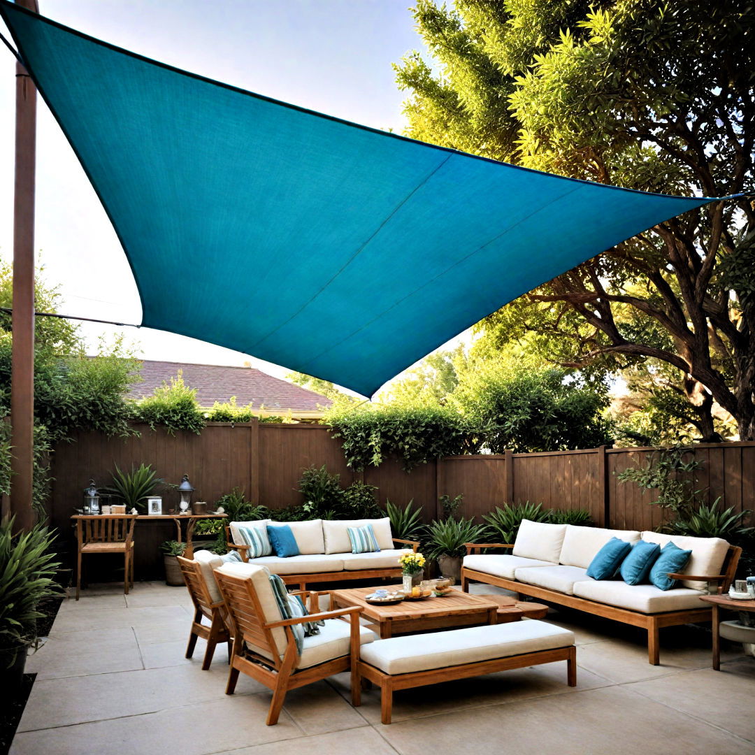 sail shade for seating area - 30 Backyard Privacy Ideas