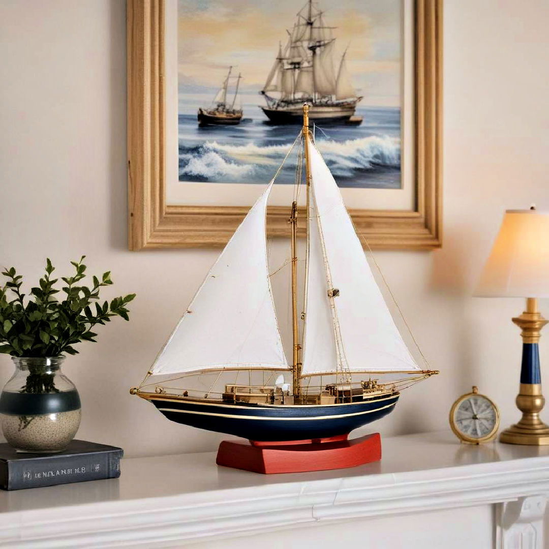 sailboat model for nautical decor - 25 Nautical Decor Ideas