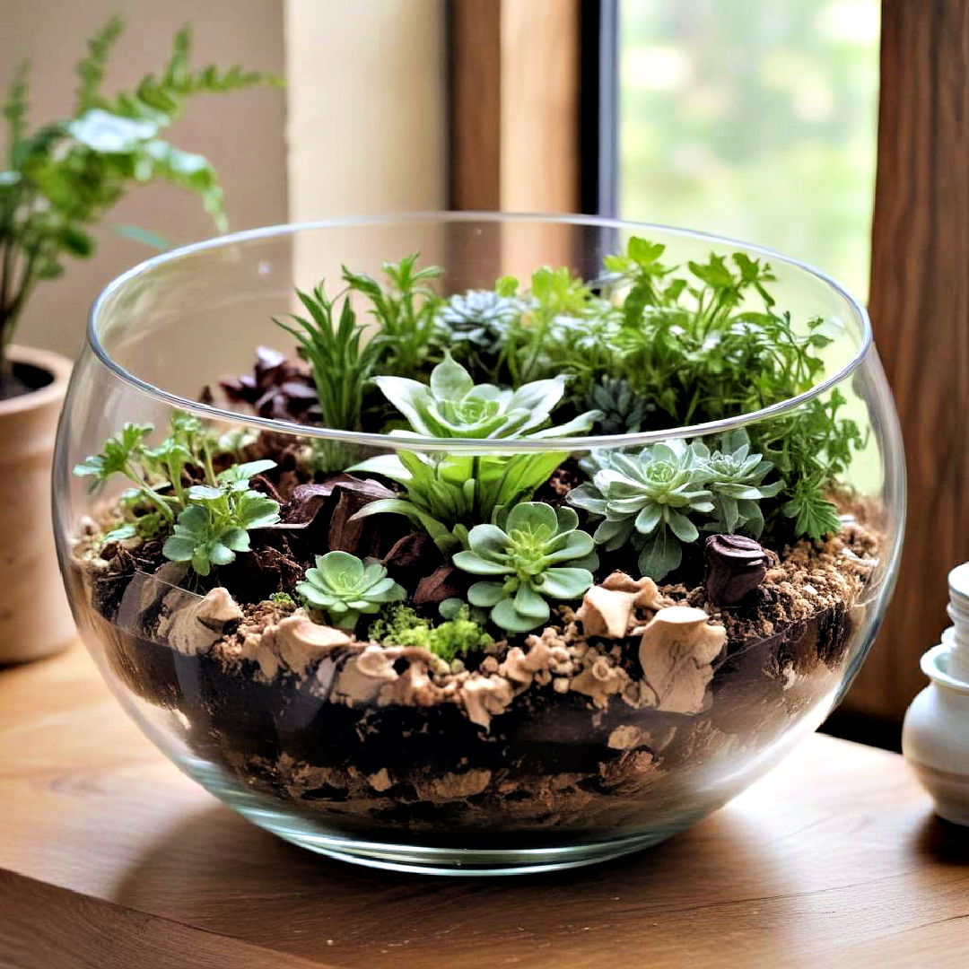 salad bowl as a spacious home for your plants - 40 Terrarium Ideas