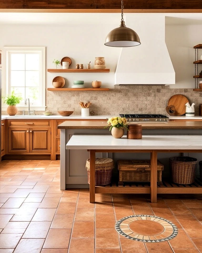 saltillo tile flooring to add rustic charm - 40 Farmhouse Flooring Ideas