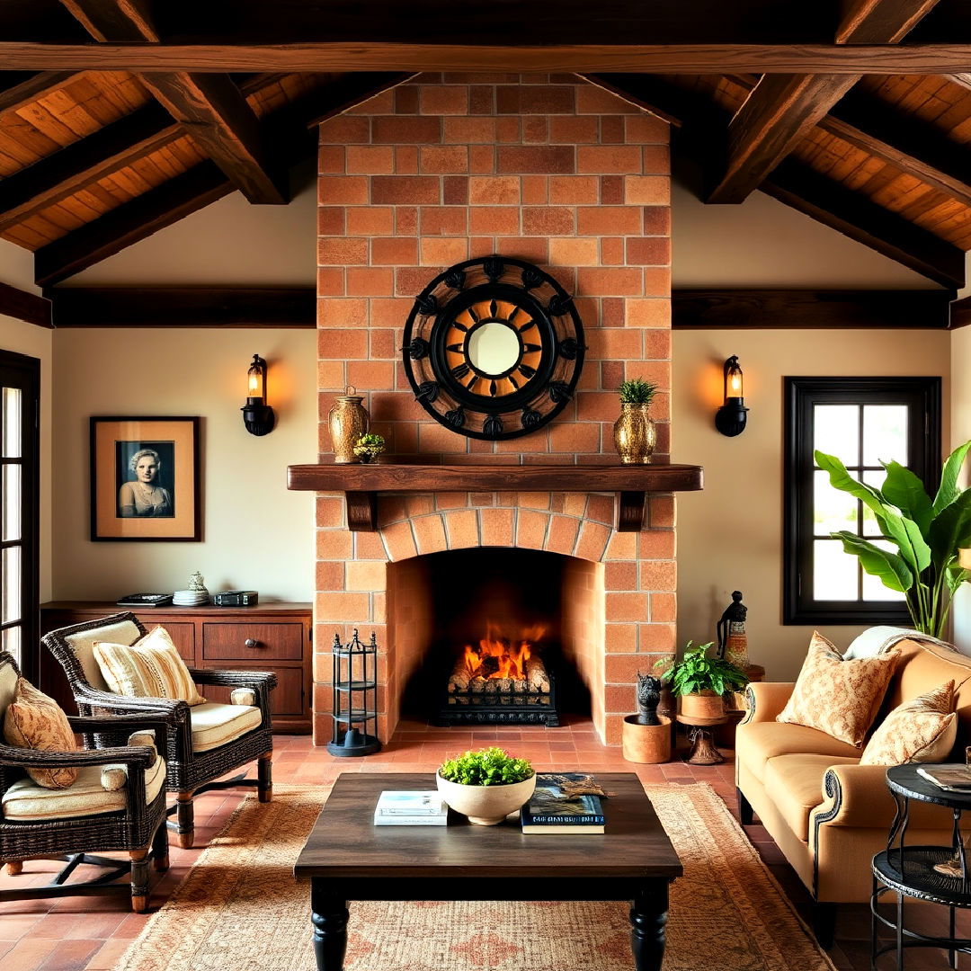 saltillo tiles for farmhouse fireplace - 30 Farmhouse Fireplace Tile Ideas