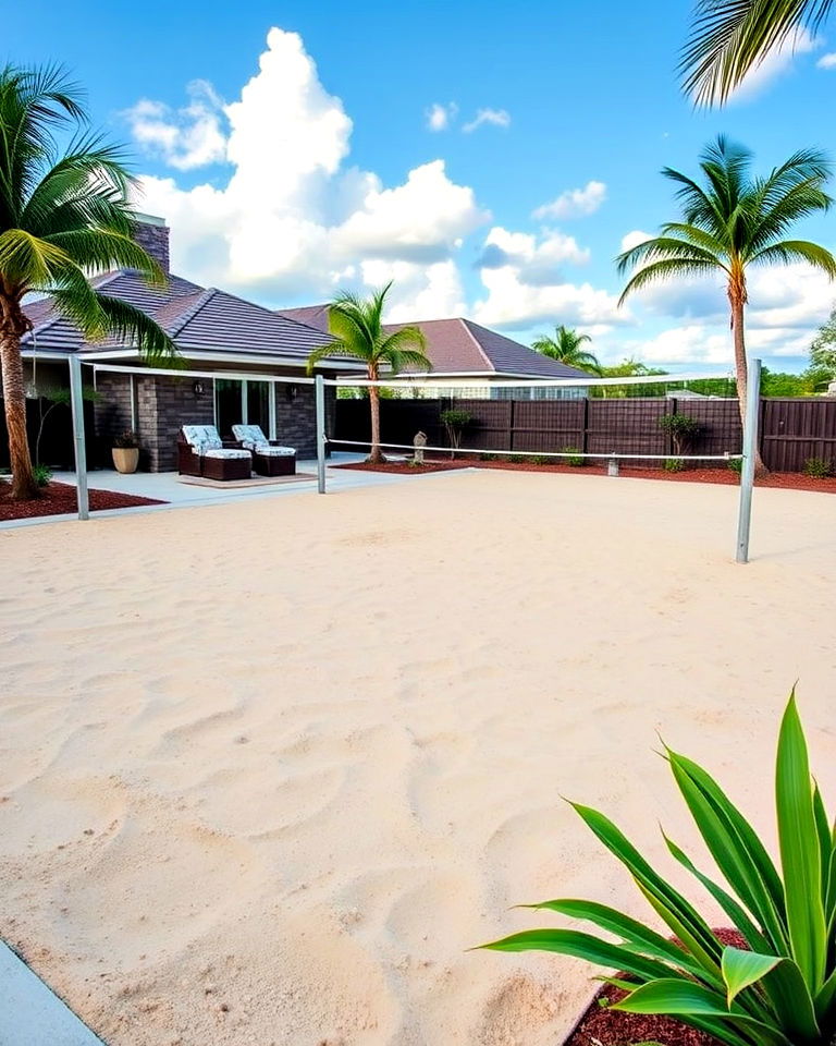 sand volleyball court for summer fun - 30 Florida Backyard Ideas