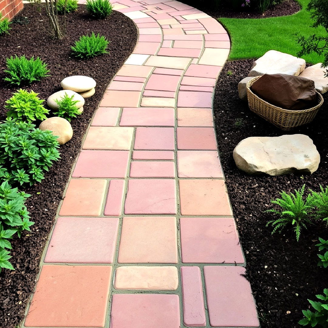 sandstone pavers for rustic look - 30 Paver Walkway Ideas
