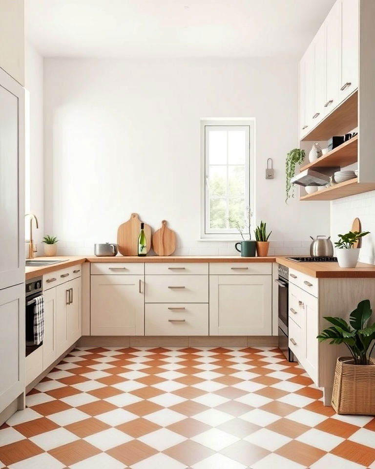 scandinavian design kitchen with checkered floor - 25 Kitchens With Checkered Floors