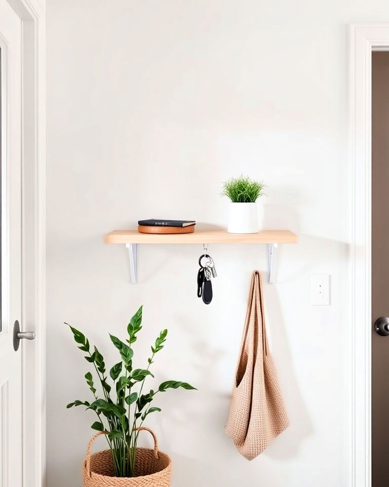 scandinavian entryway with simple wall mounted shelf - 20 Scandinavian Entryway Ideas