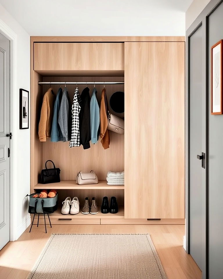 scandinavian entryway with sliding door wardrobe - 20 Scandinavian Entryway Ideas