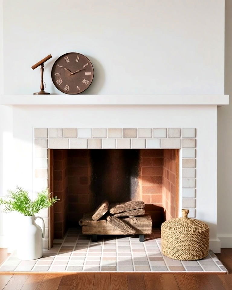 scandinavian fireplace with ceramic tiling - 20 Scandinavian Fireplace Ideas