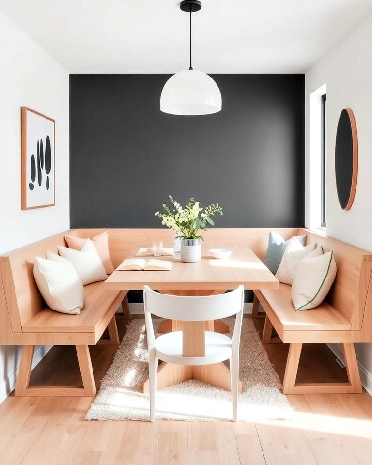 scandinavian inspired bench seating ideas - 20 Casual Dining Room Ideas