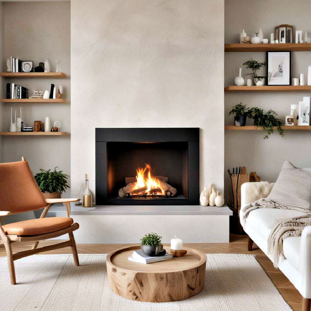 scandinavian inspired fireplace idea - 40 Modern Fireplace Ideas