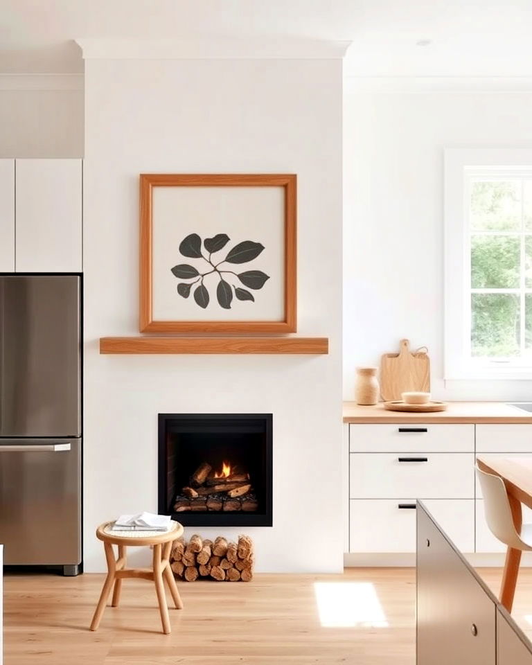 scandinavian inspired kitchen with fireplace - 25 Kitchens With Fireplaces