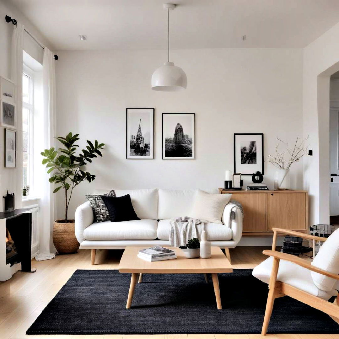 scandinavian simplicity for living room - 30 Black and White Living Room Ideas