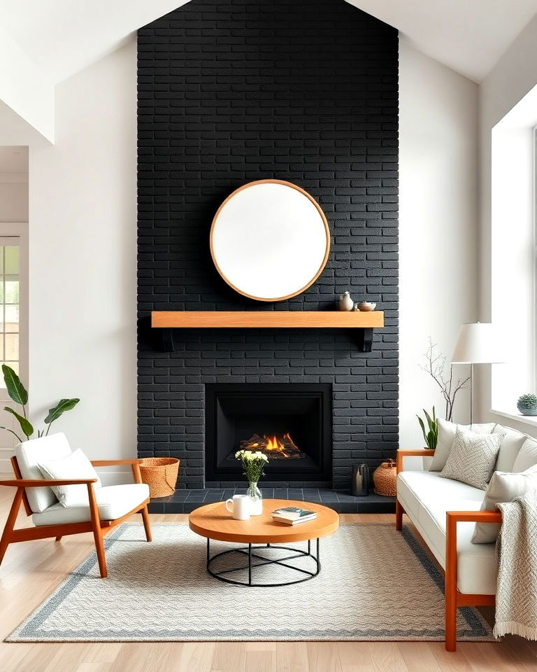 scandinavian style black brick fireplace - 30 Black Brick Fireplace Ideas