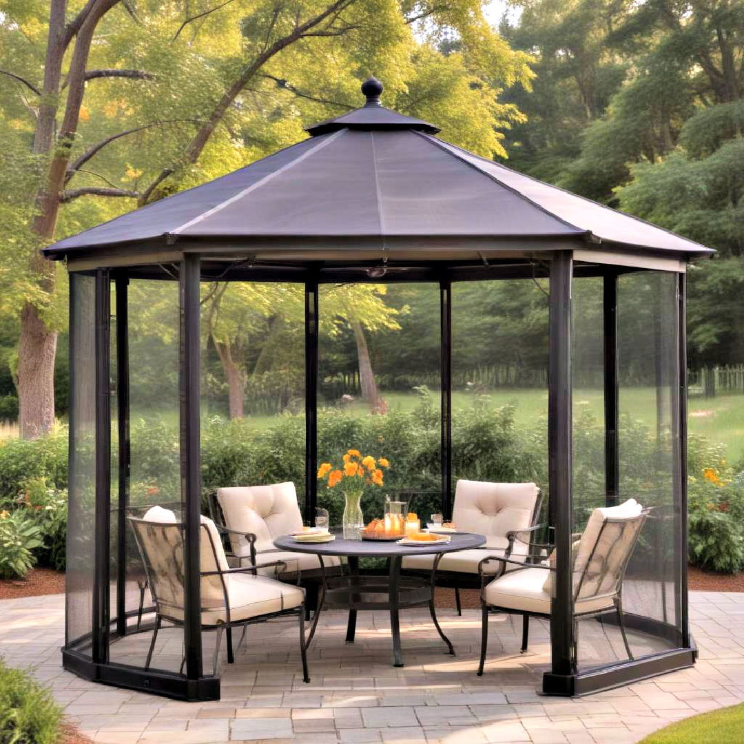 screened gazebo with mesh walls - 40 Gazebo Design Ideas