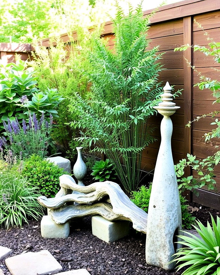 sculptural garden elements for artistic flair - 25 Aesthetic Garden Ideas