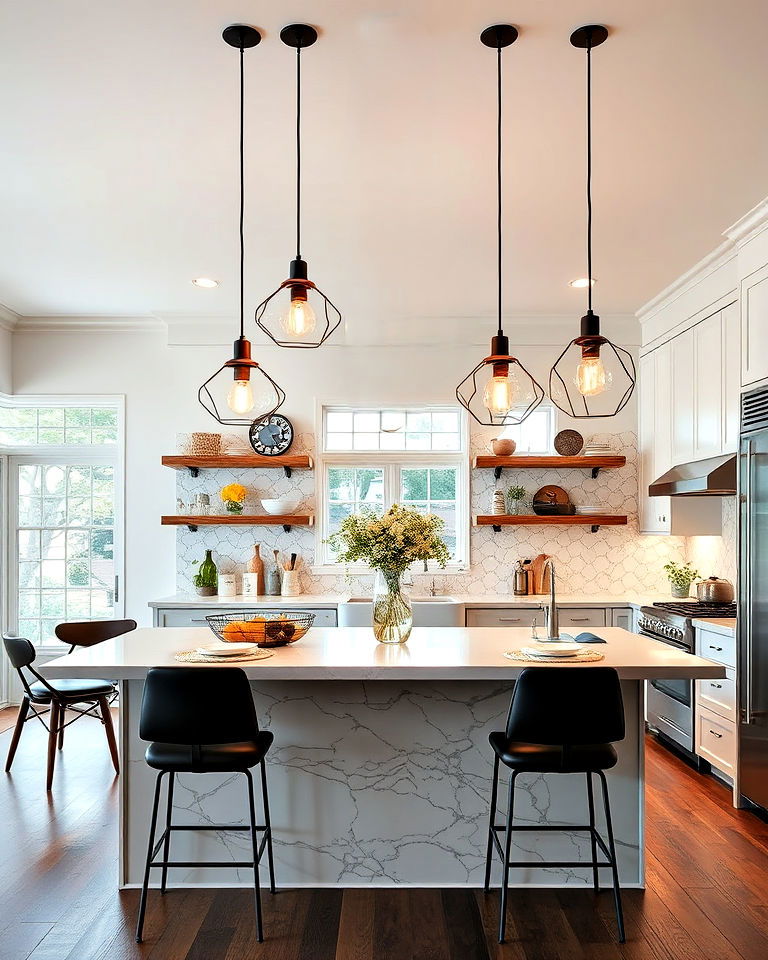 sculptural pendant lights design - 20 Kitchen Island Lighting Ideas