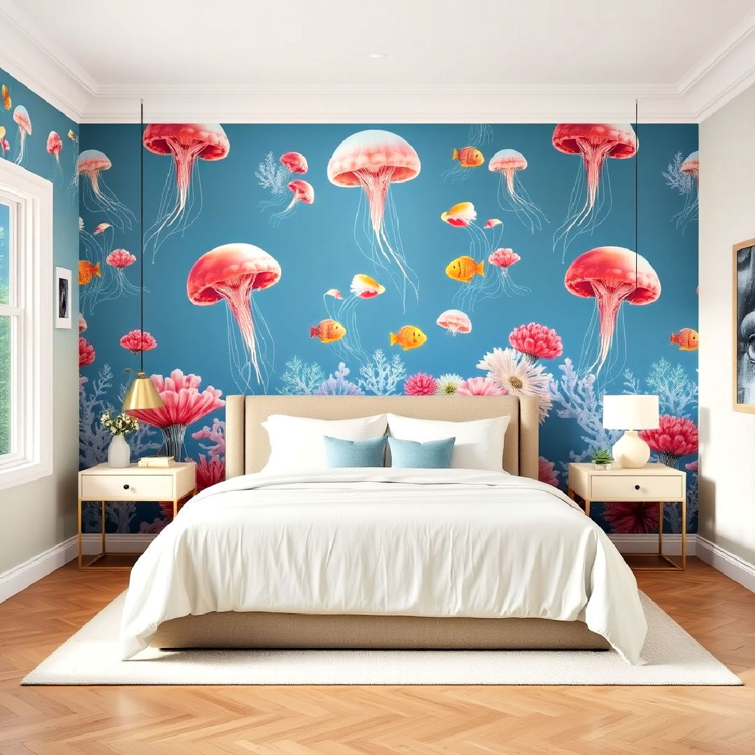 sea creature motif wallpaper ideas - 40 Ocean-themed Bedroom Ideas