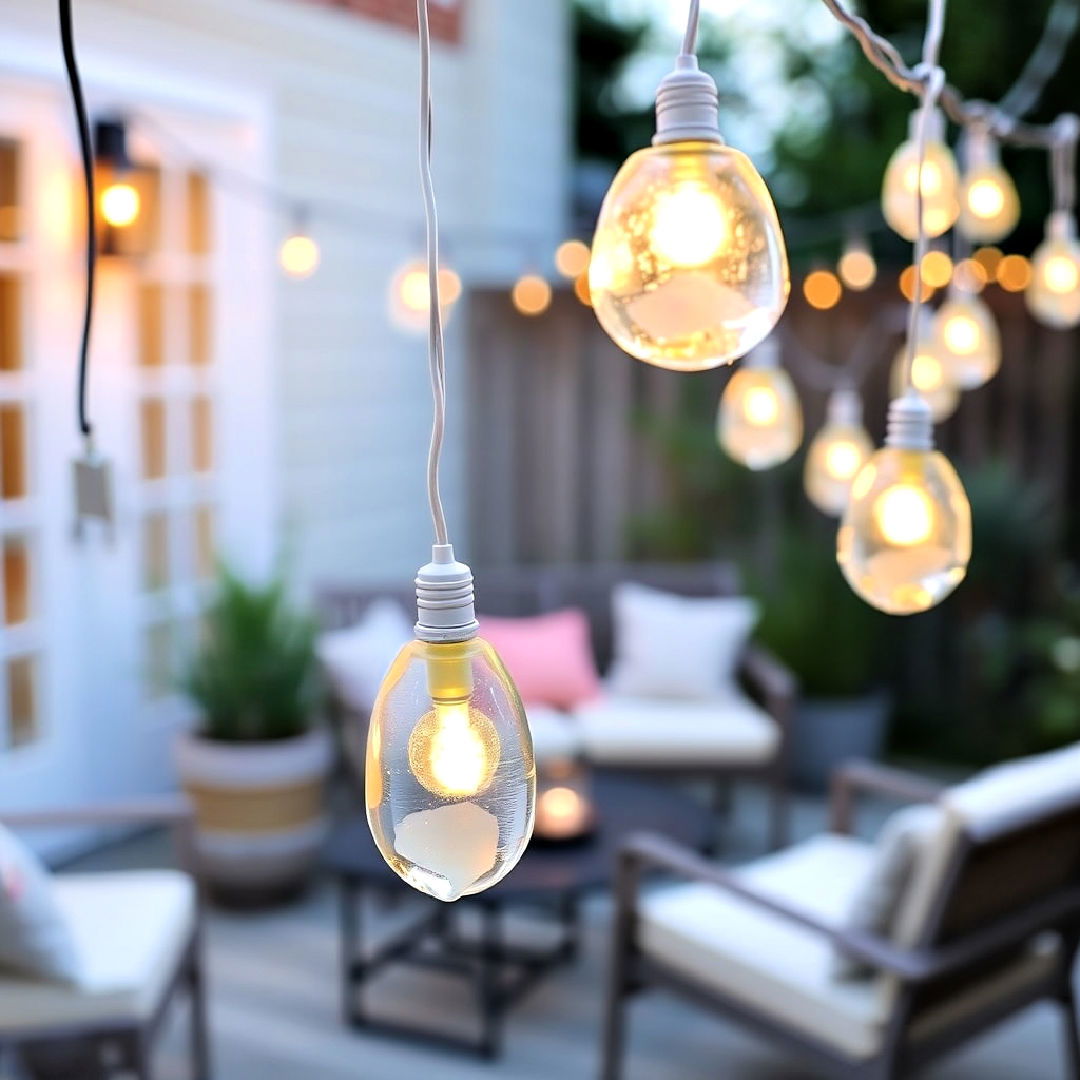 sea glass string lights to create coastal escape - 40 Patio String Light Ideas