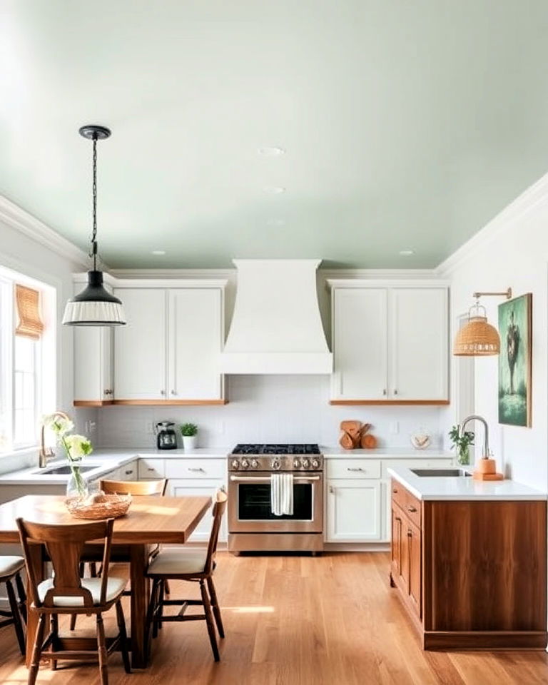 seafoam green ceiling to add unexpected twist - 15 Seafoam Green Kitchen Ideas
