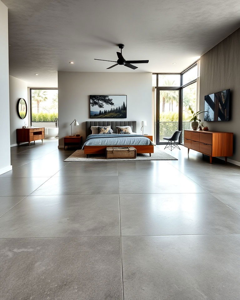 seamless concrete floor for bedroom - 20 Concrete Floor Bedroom Ideas