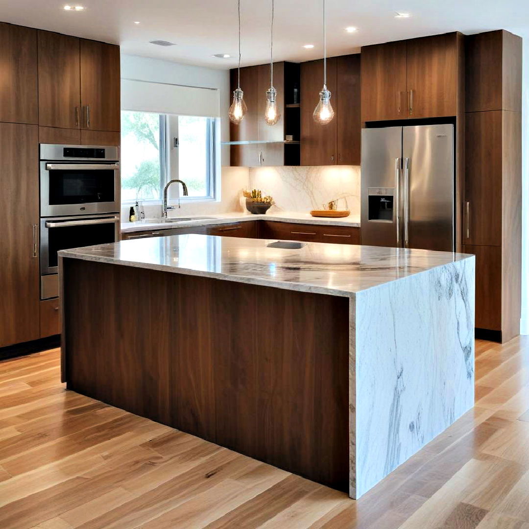 seamless integration ideas - 15 Waterfall Kitchen Island Ideas