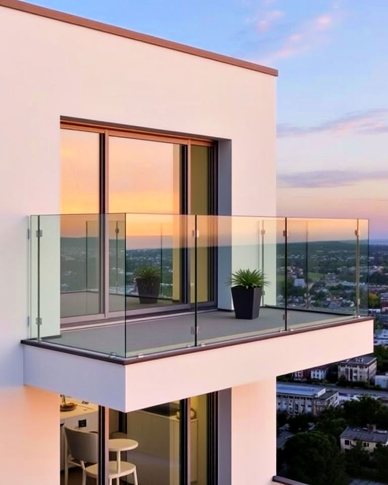 seamless look frameless glass railings - 25 Glass Balcony Design Ideas