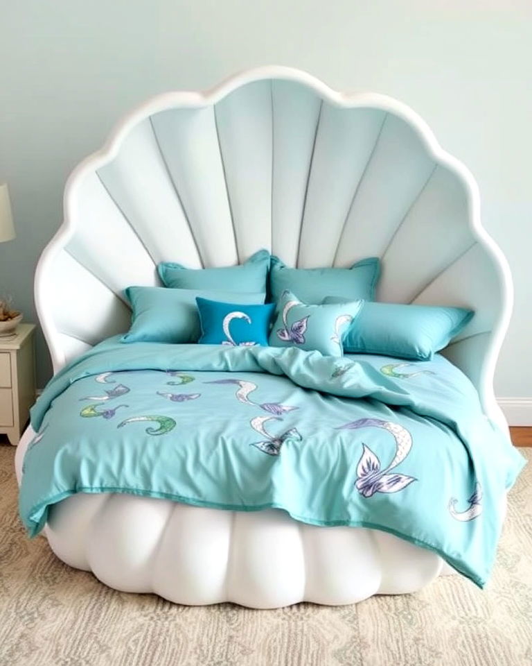 seashell shaped bed for mermaid room - 20 Mermaid Room Ideas