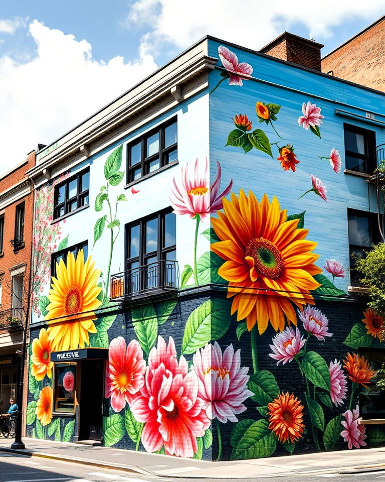 seasonal blossom mural - 20 Flower Murals on Buildings