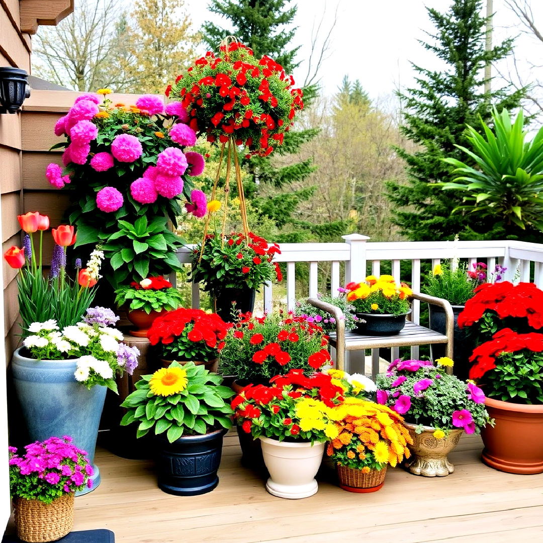 seasonal display for deck decorating with plant - 25 Deck Decorating Ideas With Plants